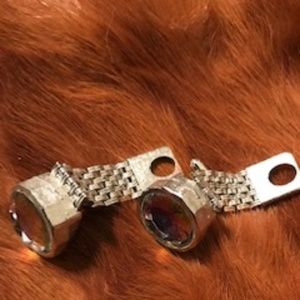 Vintage Silver and Jewel Cuff Links